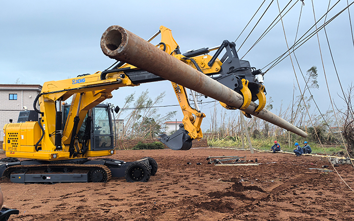 “摩羯”来袭，emc易倍开挖立杆一体机跑赢时间助力抗灾复电抢修